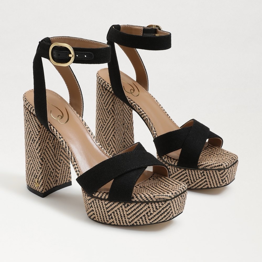 Sam Edelman Black and Tan Platform Sandals